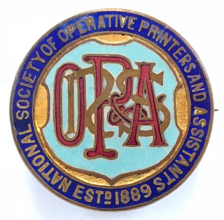 National Society of Operative Printers & Assistants trade union badge.