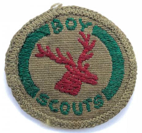 Boy Scouts Naturalist Stalker proficiency khaki cloth badge brown back