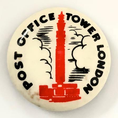 Post Office Tower London circa 1965 GPO souvenir tin button badge.