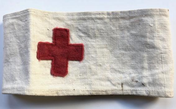 WW2 Army Medical Service red cross stretcher bearer armband.