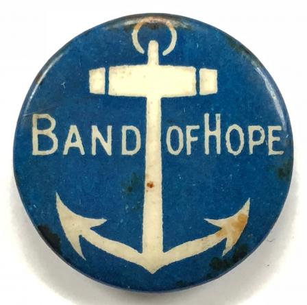 Band of Hope Union Christian Temperance celluloid tin button badge.