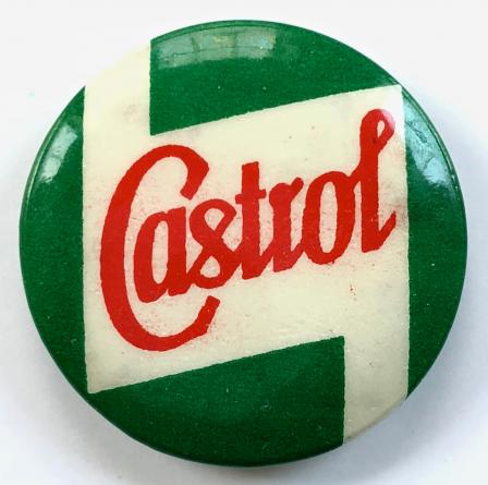 Castrol Motor Oil advertising celluloid tin button badge