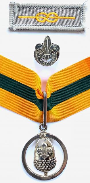 Boy Scouts Silver Acorn award medal 4th Issue with second award ribbon