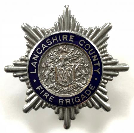 Lancashire County Fire Brigade firemans cap badge 1948 to 1974