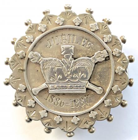 Queen Victoria 1887 Jubilee silver locket pin badge