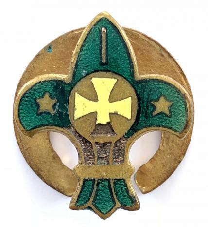 Boy Scouts Chaplain Officer yellow enamel cross lapel badge