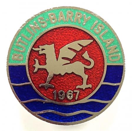 Butlins 1967 Barry Island holiday camp Welsh dragon badge