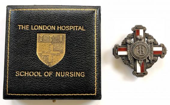 London Hospital School of Nursing badge with presentation case