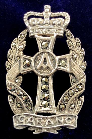 Queen Alexandras Royal Army Nursing Corps QARANC marcasite regimental brooch