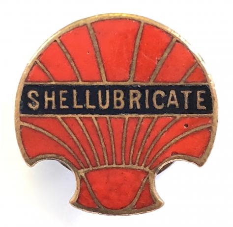 Shellubricate Shell Oil Company advertising badge c1920s