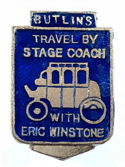 Butlins travel by stage coach with Eric Winstone special promotional badge