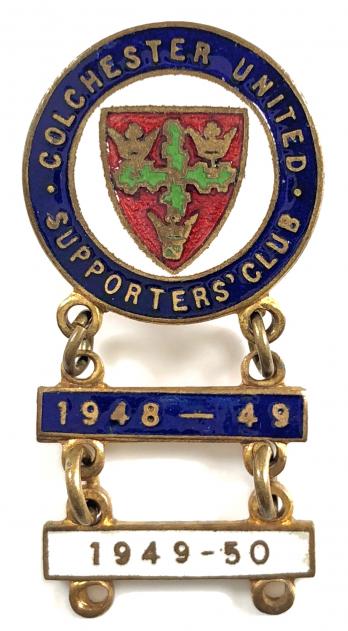 Colchester United football supporters club badge circa 1947