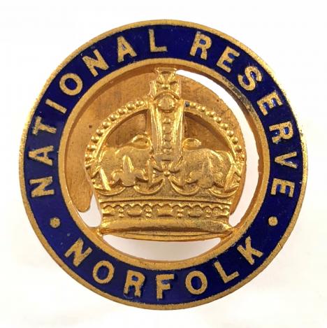 WW1 National Reserve Norfolk home front numbered badge