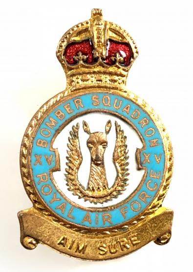 RAF No 15 Bomber Squadron Royal Air Force badge c1940s