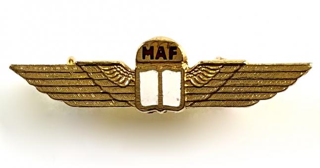Mission Aviation Fellowship miniature pilots wing MAF badge