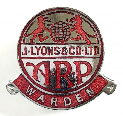 J.Lyons & Co ARP warden badge