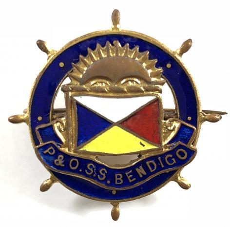 SS Bendigo P&O shipping line ships wheel badge