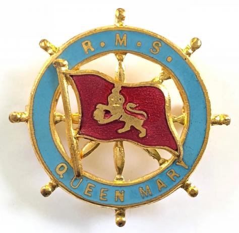 RMS Queen Mary Cunard Line ships wheel pin badge