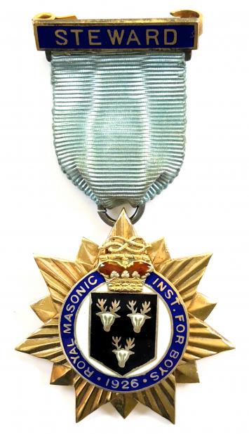 Royal Masonic Institution For Boys Stafford 1926 Steward Jewel