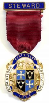 Royal Masonic Benevolent Institution 1926 Stewards jewel