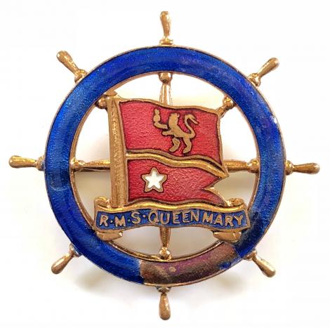 RMS Queen Mary Cunard White Star shipping line badge by Stratton Birmingham