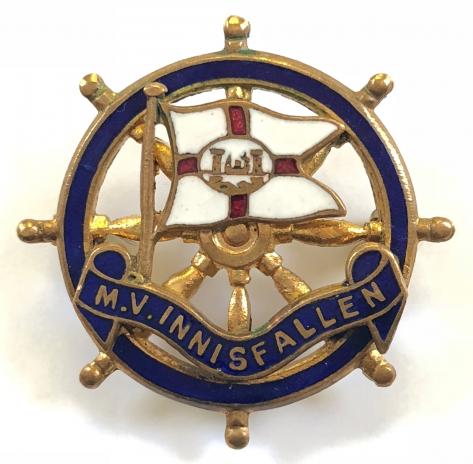 MV Innisfallen City of Cork Steam Packet Co ships wheel badge sunk 1940