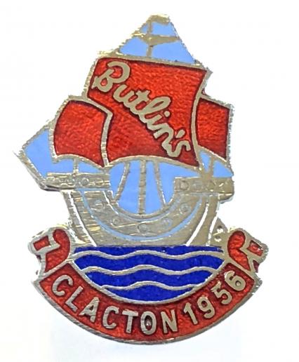 Butlins 1956 Clacton holiday camp ship shaped badge