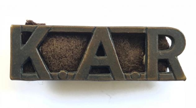 Kings African Rifles KAR shoulder title badge