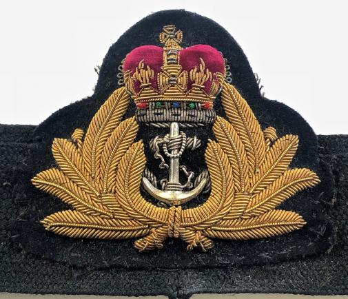 Royal Navy Officers gold bullion cap badge and band