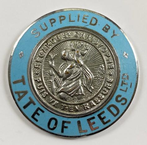 TATE of LEEDS Ltd St Christopher motor car dealership dashboard badge