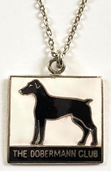 THE DOBERMANN CLUB dog lover necklace chain and badge