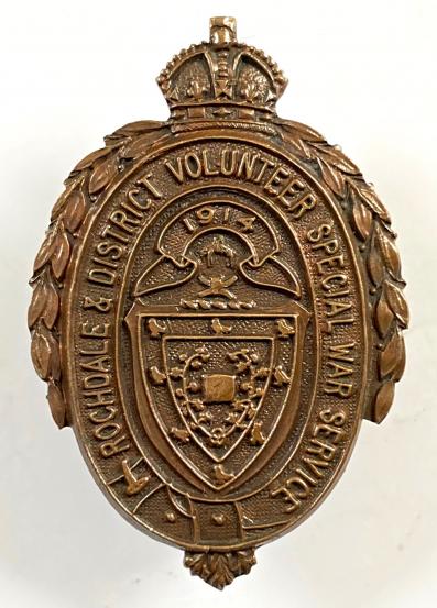 Rochdale & District Volunteer 1914 special war service VTC badge