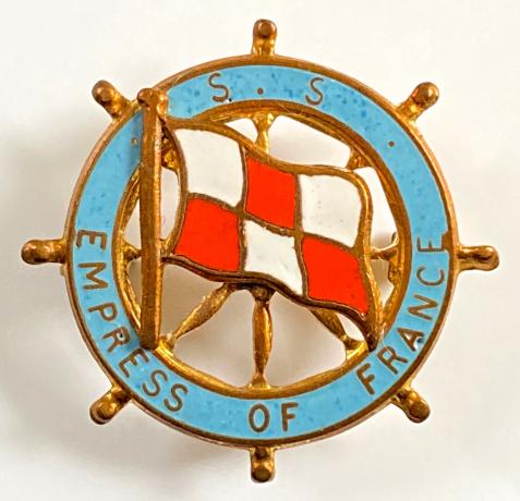 SS Empress of France Canadian Pacific Lines ships wheel badge
