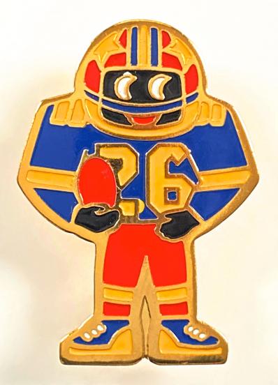 Robertsons 1990 Golly American footballer acrylic badge