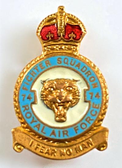 RAF No 74 Battle of Britain Squadron Royal Air Force badge c1940s