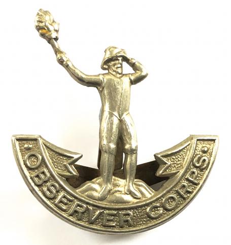 Observer Corps white metal cap badge