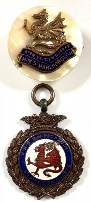 HMS Marlbrough s'en va-t-en guerre sweetheart brooch and medal