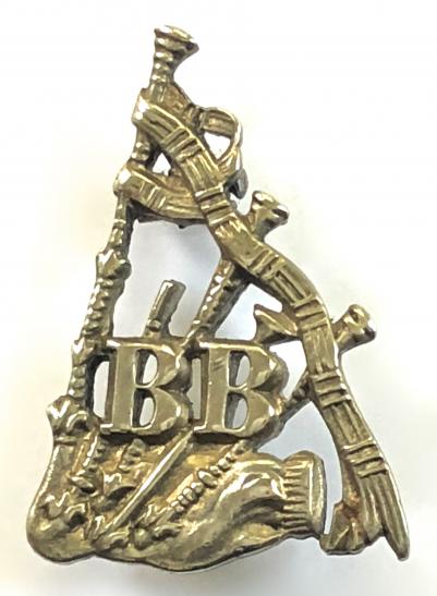 Boys Brigade Pipers proficiency nickel silver badge