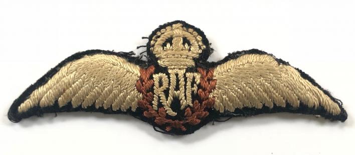 WW2 Royal Air Force RAF padded pilot's wing cloth uniform badge