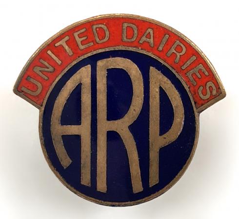 United Dairies ARP fire officer air raid precautions badge