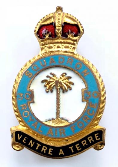 RAF No 30 Royal Air Force Squadron badge circa 1940s