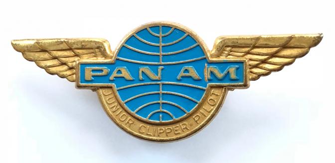 Pan Am Airline junior clipper pilot wing badge