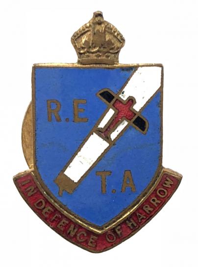 In Defence of Harrow 58th Anti-Aircraft Battn Royal Engineers TA lapel badge