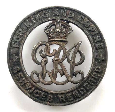 Replacement British Army WWI Services Rendered /'Silver War Badge/' or Wound Badge
