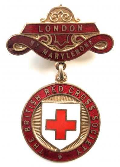 WW1 British Red Cross Society London St. Marylebone badge