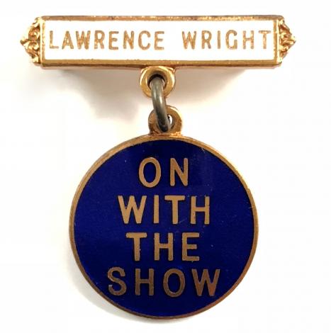 Lawrence Wright ON WITH THE SHOW promotional badge