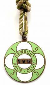 Newbury Racecourse 1935 horse racing club membership badge