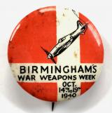 Birmingham war weapons week 1940 Spitfire fund tin button badge