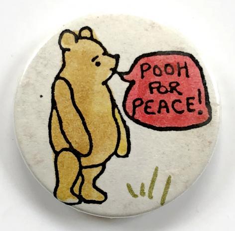 Winnie the Pooh for peace CND campaign tin button badge