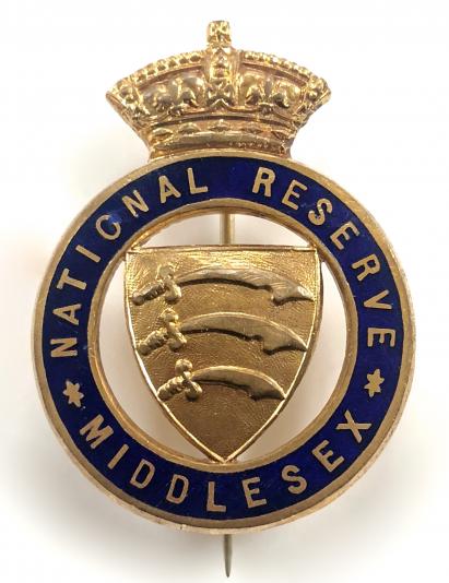 WW1 National Reserve Middlesex badge large pattern 45mm